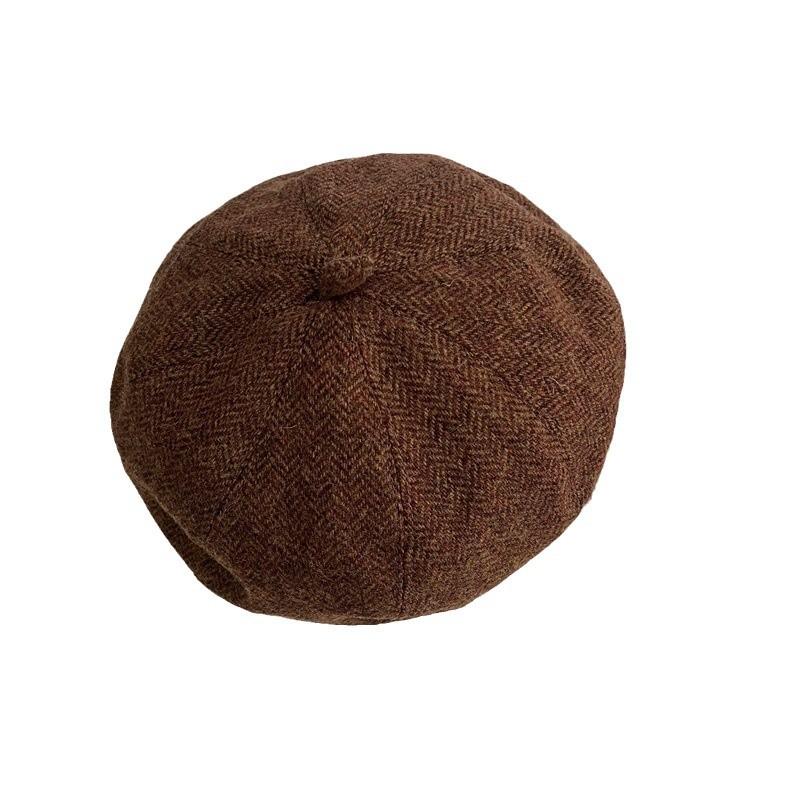 Autumn and winter new plain and elegant wool octagonal hat women's fashion and elegance out of the street high-end versatile solid color beret