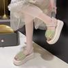 Thick-bottomed Cool Slippers for Women To Wear Outside, Summer Fairy Wind Diamonds, High Heels, Fashionable for Small People, and Two Wearers
