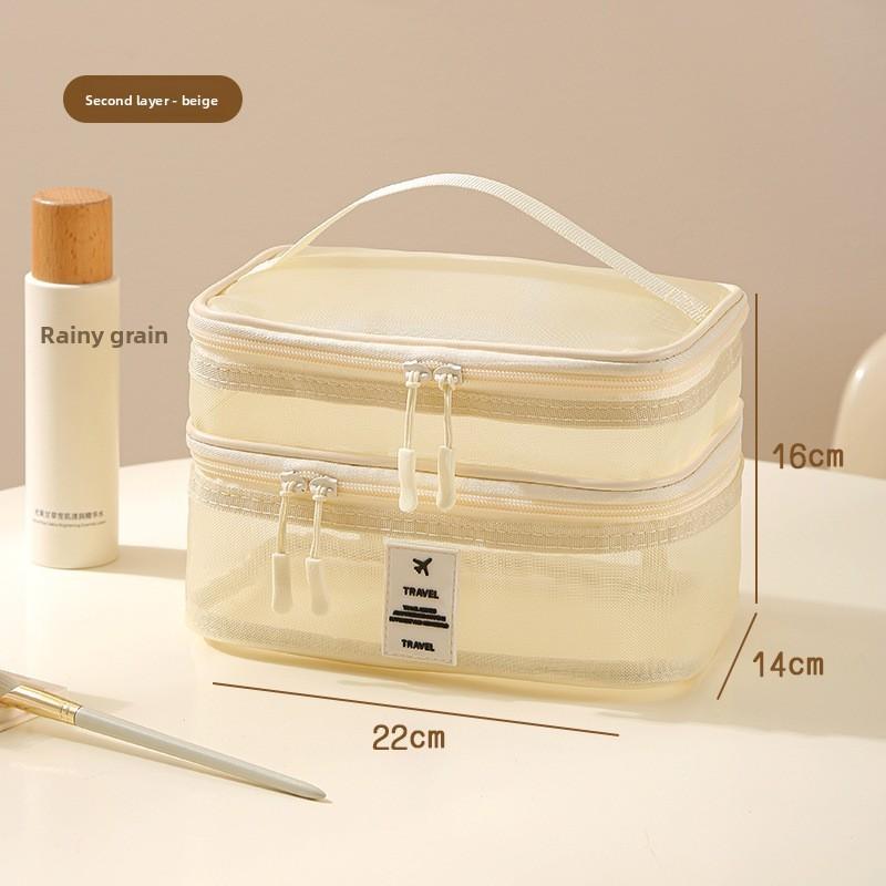 Multifunctional Nylon Travel Makeup Bag With Large Capacity And Mesh Clear Visibility For Home And Trips