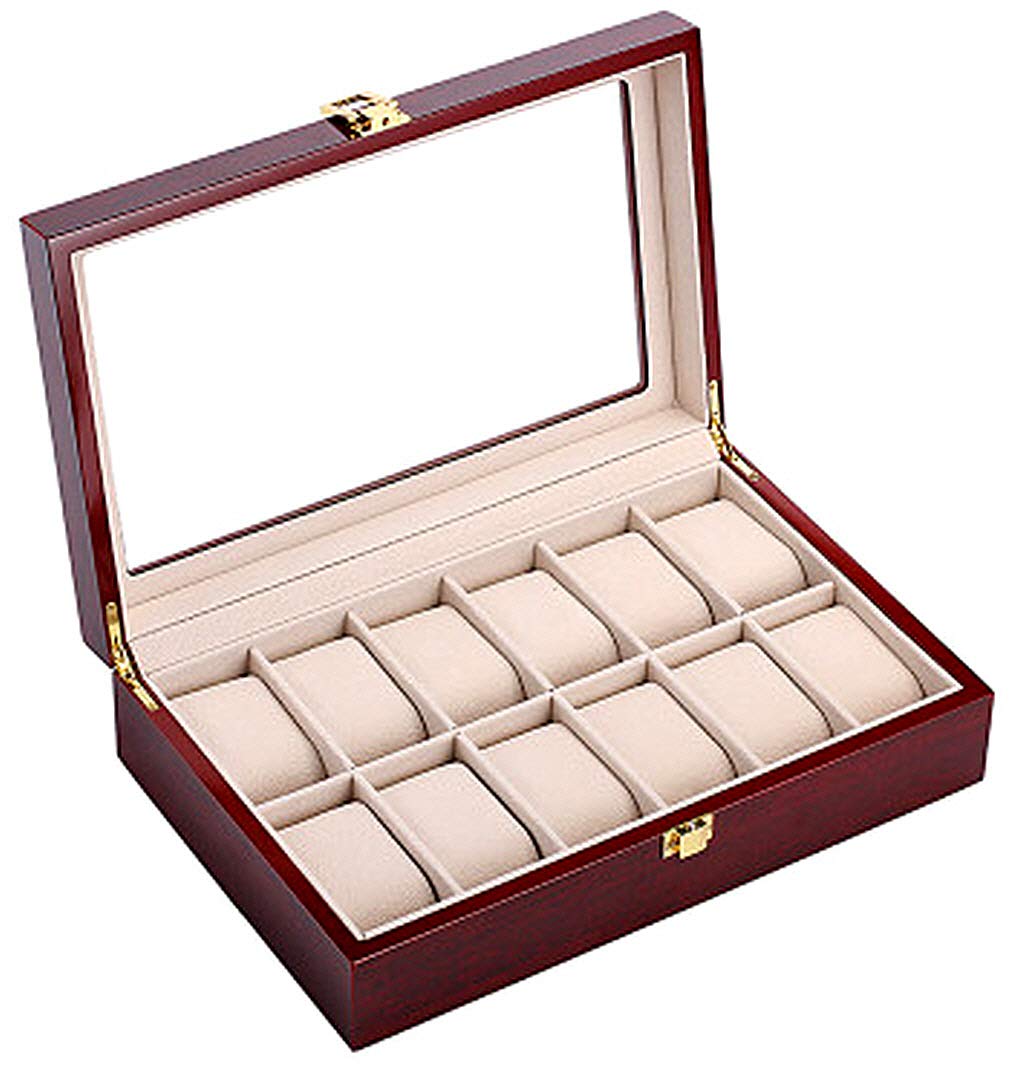 

Роскошная деревянная коробка для хранения 12 часов, коллекционный кейс, дисплей (Вмещает 12 часов)