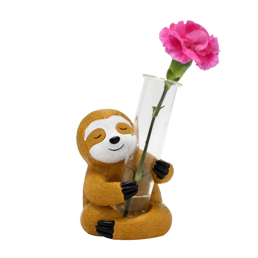 Vaso da Fiori in Provetta Pigro Decorazione Vaso in Resina Innovativo Animale Cartone Animato Decorazioni per la Casa Artigianato
