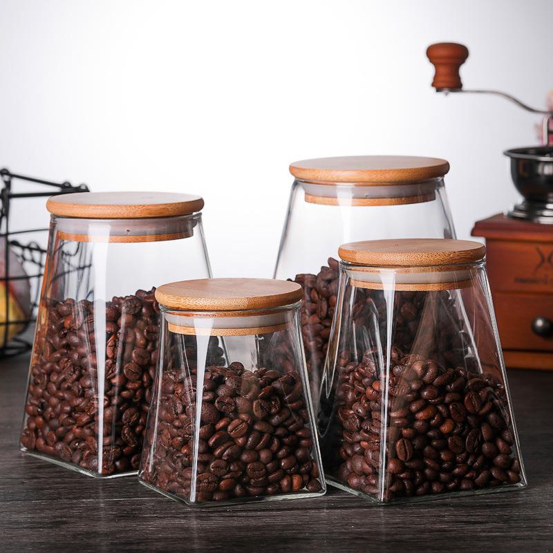 Square Transparent Borosilicate Glass Tea Storage Jar - Multiple Sizes Available