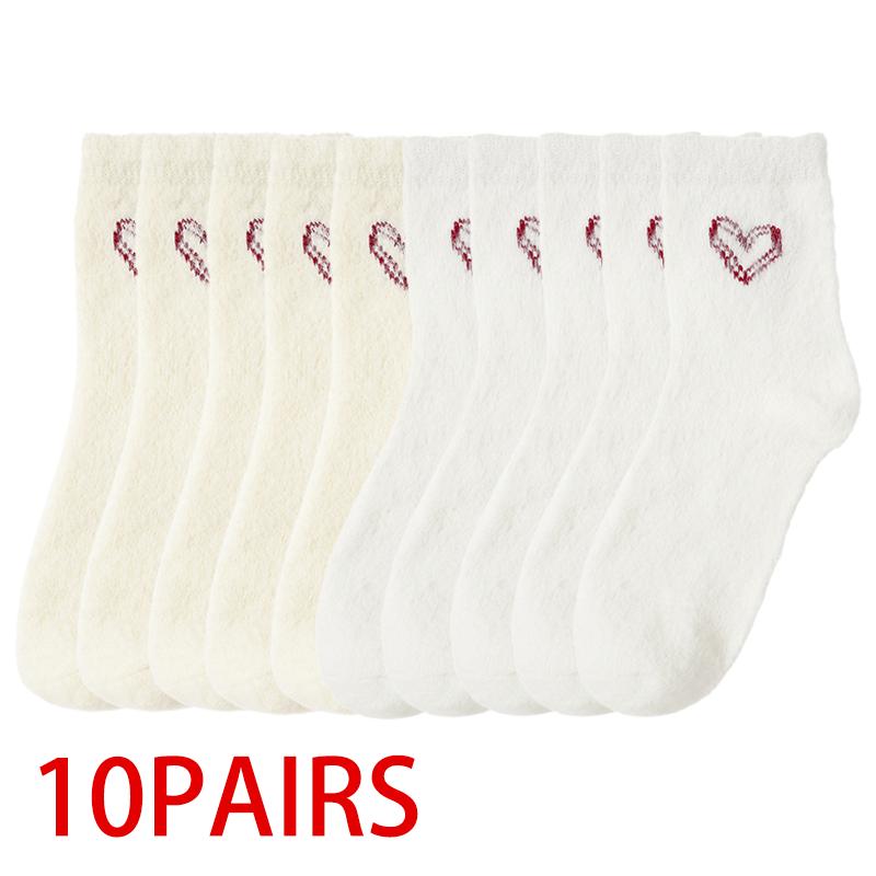 

10 пар зимних плюшевых гольфов для женщин, носки из кораллового флиса в форме сердца, милые, сладкие, утолщенные, мягкие, теплые, домашние носки для сна 10 pairs