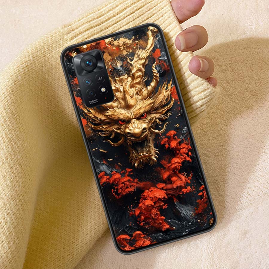 

Golden Holy Dragon Phone Case For Redmi Note 13 14 15 Pro Plus 12 13C 12C 15C 9 10 10C 9T 9C 9A TPU Soft Cover Clear Cell Cases Redmi 10
