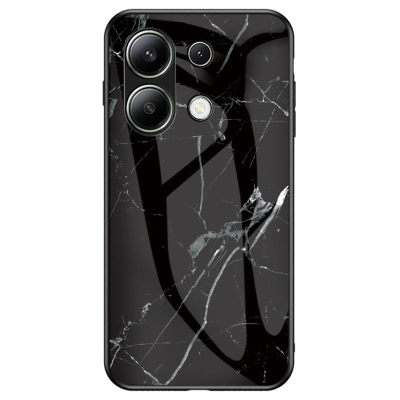 For Xiaomi Redmi Note 13 4G Anti-Drop Phone Cover Tempered Glass Case Marble Pattern Phone Shell