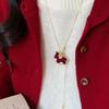 Lucky Zodiac Charm Wood Horse Necklace for Women Cute Rocking Horse Pendant Sweater Chains Necklace Adjustable Trendy Neckwear