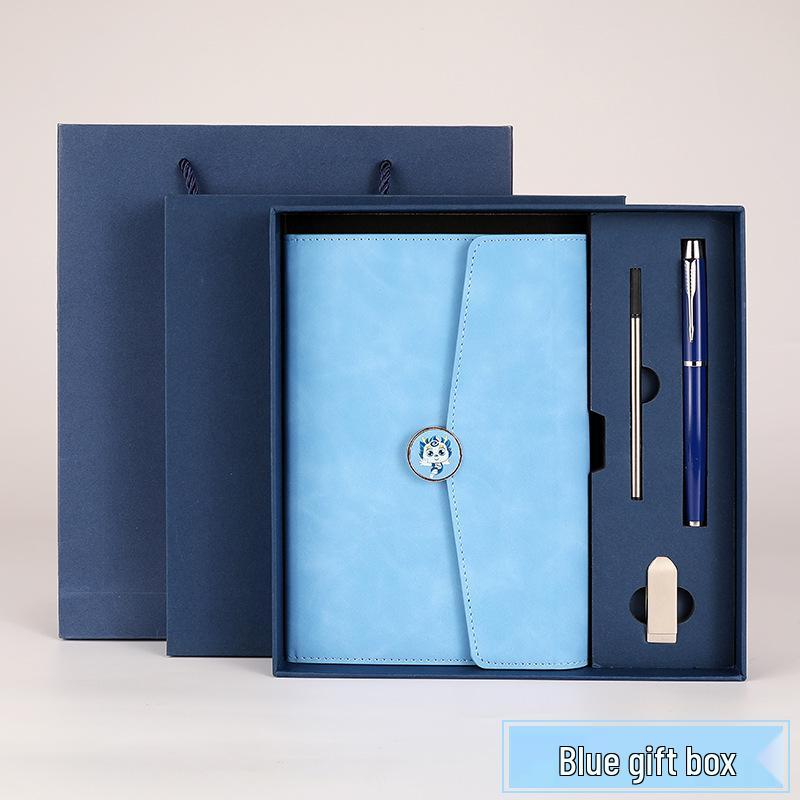 A5 Tri-fold Buckle Notebook Gift Set: Business, Meeting & Logo Printable Record Book