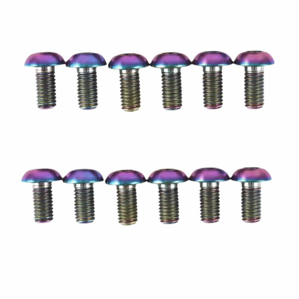 12Pcs T25 Bike Bolts M5x10mm Titanium Alloy Disc Brake Screws High-Strength Ultra-Lightweight Bicycle Rotor Bolts Bike Accessory