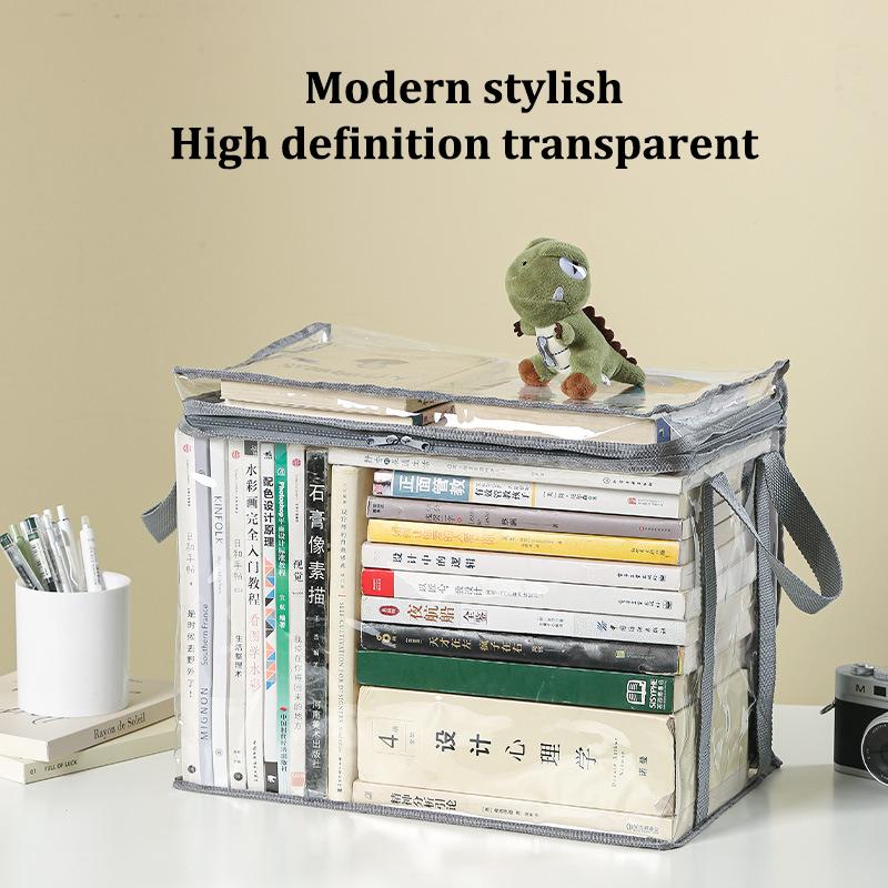 Foldable Book Box Handbag Student Dormitory Classroom Book Organizer Transparent Waterproof Household Book Organizing Storage Bo