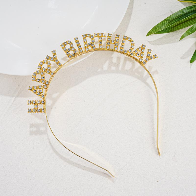 Birthday Alloy Crown Headband Headwear High End and Elegant Letter Crown Girls' Hairpin Headband Party Hair Accessory