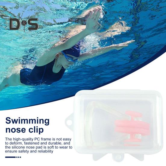 Svømming neseklemme Myk silikon neseklemmer hindrer vanninntrenging Vannsport neseklemme med oppbevaringsboks for dykking Svømming