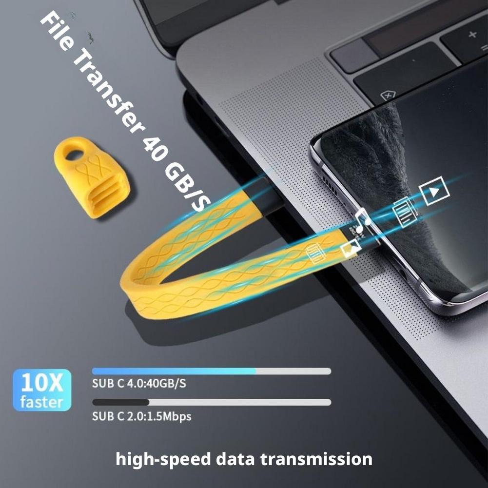 PD240W super fast charging Data Transfer Keychain Cord dual type-c interface Mobile phone charging cable For Samsung Android