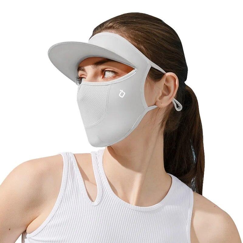 Ice Silk Mask Summer Sunhat Breathable Sunscreen Face Mask Scarf Anti-UV Face Mask Cycling Anti-dust Face Cover Women Girl Hanging Ear Mask Detachable