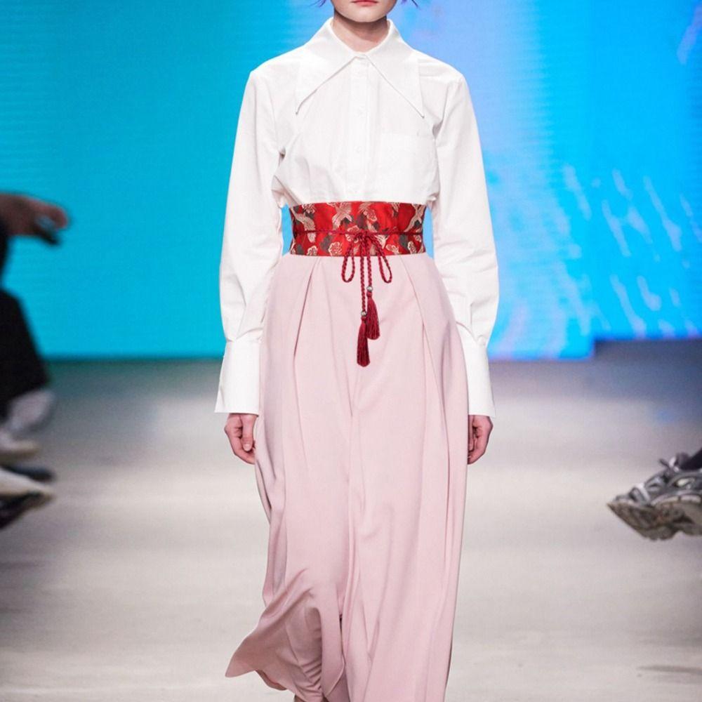 Quasten Hanfu Cummerbunds Chinesischer Stil Stoff Breiter Gürtel Mode Dekoratives Kleid