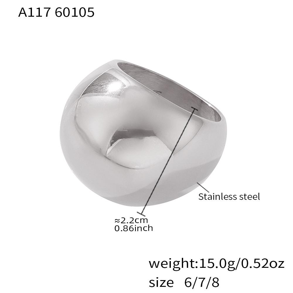 Exaggerated Geometric Stainless Steel Ring - Polished European American Fashion Jewelry