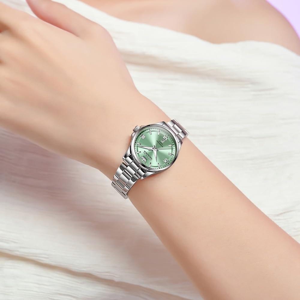 OLEVS Women's Quartz Watch Stainless Steel Band Classic Dial Luminous Function 30M Water Resistant Stylish Cute Gift