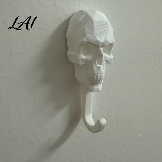 Sturdy Wall Organizer 2Pcs 3D Printed Skull Hook Gothic Dark Mounted Hanger Geometric Personalized Pendant Towel Key Hat Storage Hook for