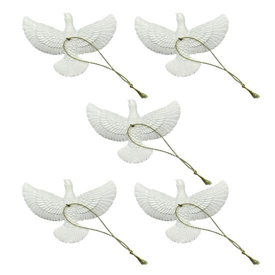 

Смола Украшения Птицы Мира Белые Птицы Подвесное Украшение с Золотой Нитью для Рождественской Елки Свадьбы Праздничной Вечеринки Декор 5pcs