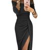 Funkelndes One-Shoulder Bodycon Abendkleid mit hohem Schlitz für Damen