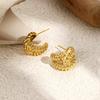 Vintage Gold Color Irregular Lava Texture Chunky C Hoop Earrings for Women 18k Gold Plated Statement Ear Studs Trendy Jewelry