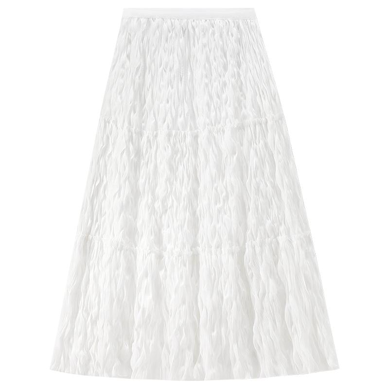 Shangdu Bila Pleated A-Line Midi Skirt L