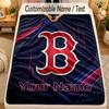 Flannel BlanketBoston Red Sox Custom Name Text Personalized Soft Warm Throw Blanket Home Decor Gift