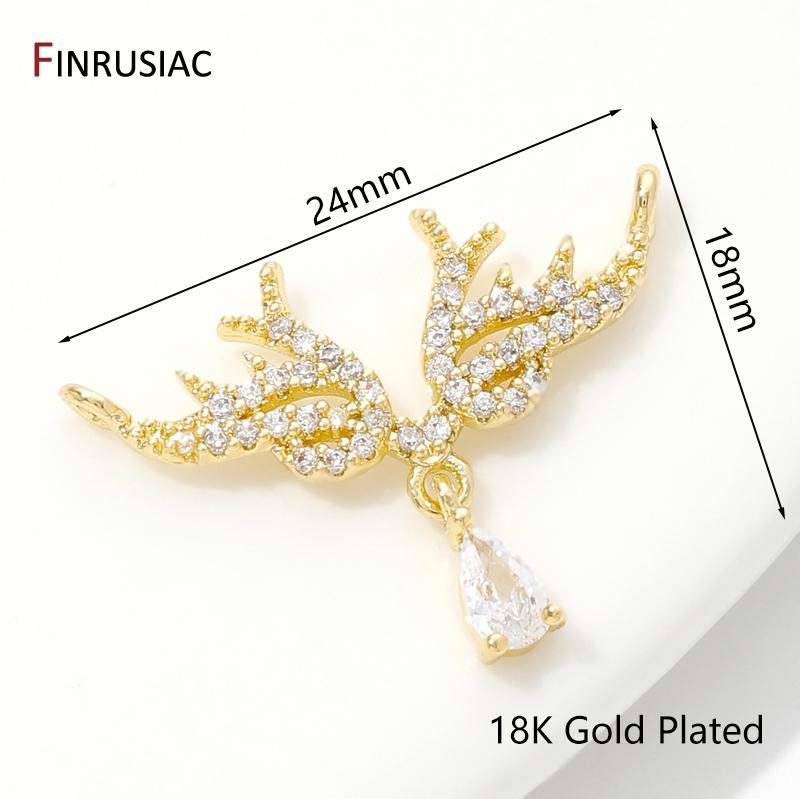 

18K Gold Plated Brass Butterfly Charms For Necklace Making Findings,Inlaid Zircon Pendant Connector,Supplies For Jewelry 1 piece