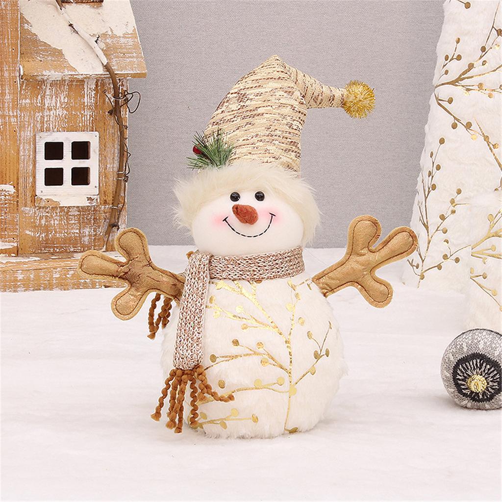 Christmas Snowman Figurines Handmade Stuffed Doll Home Decoration Holiday Party Ornament Household Accessory Daily Use