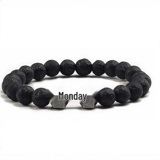 Volcanic Stone Dumbbell Couple Bracelet - Handmade Beaded Jewelry