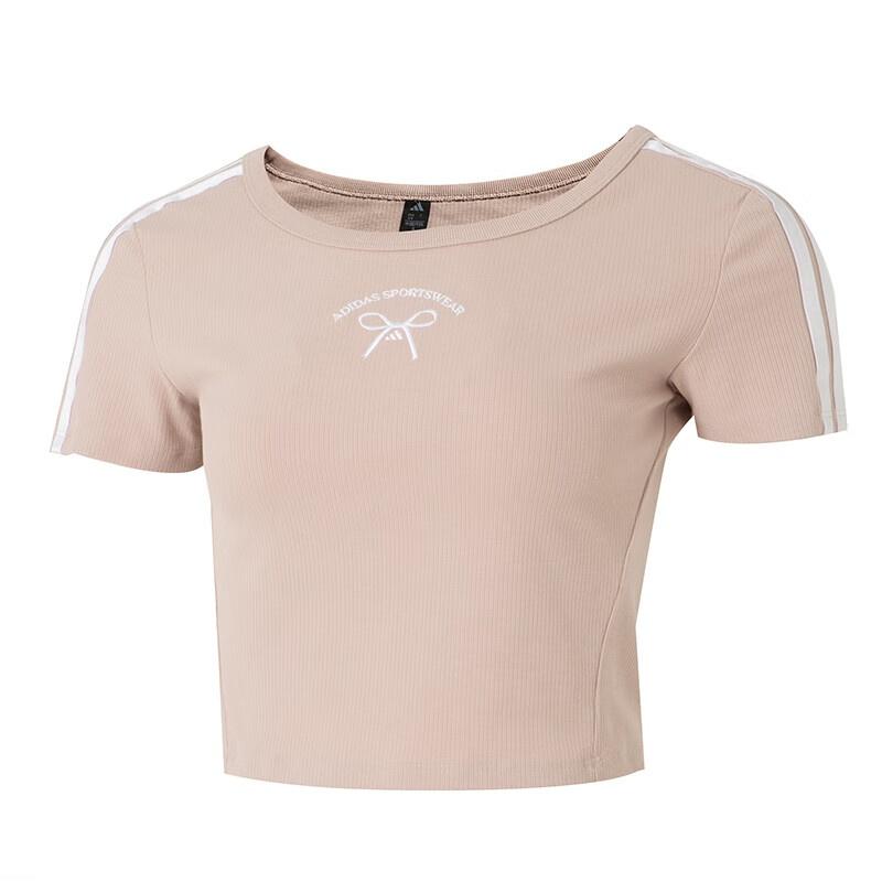 (WMNS) adidas Crop 3 Stripes T-Shirt Asia Sizing Pink Women s JZ3183 M