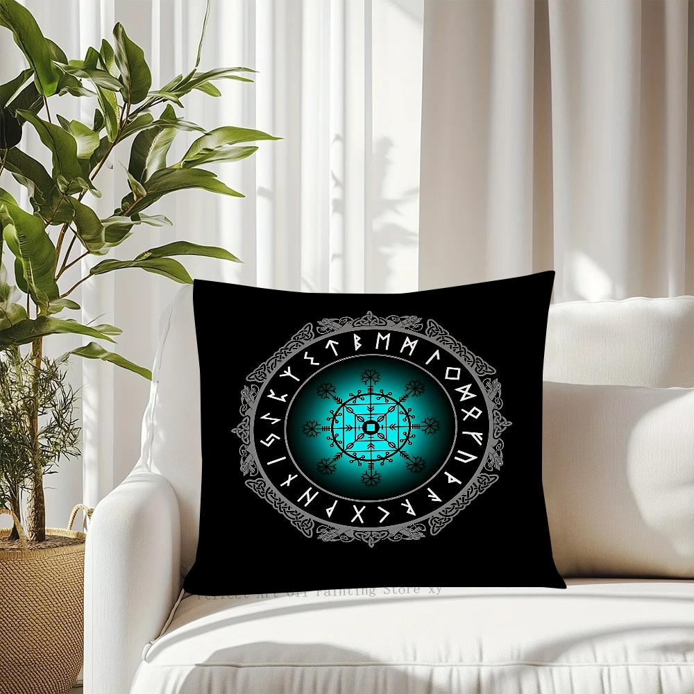 Viking Nordic Mystical Symbol Pillow Case Square Pillow Cushion Cover Bedroom Sofa Room Decoration Casual Pillow Cover