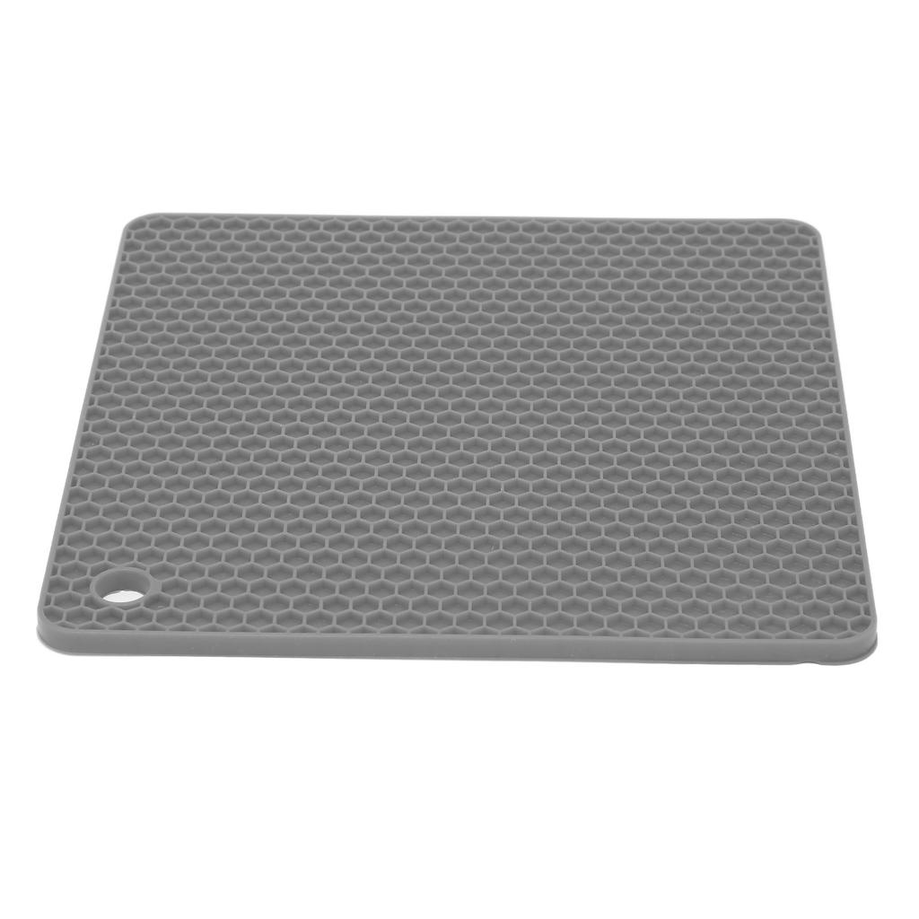 Heat Insulated Pad Square Shape Thickened Silicone Prevent Slip Heat Proof Mat for Wax Pot BowlGrey