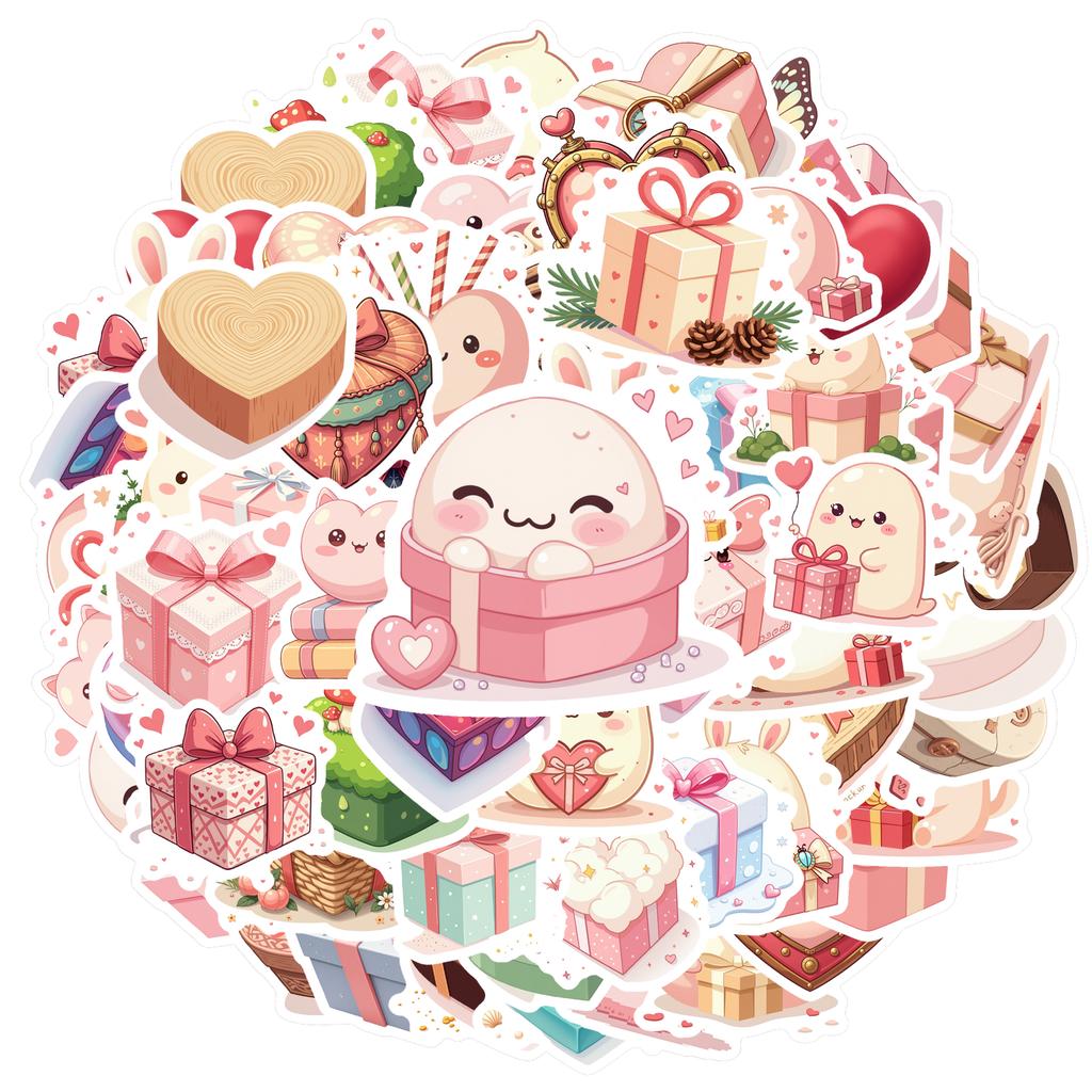 35-200pcs Cute Pink Heart Gift Stickers Aesthetic Decoration DIY Skateboard Fridge Guitar Phone Wall Decals Stationery Stickers