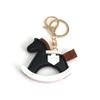[Z'mura] Horse Horse Key Ring Cute Leather Leather Backpack Bag Decoration Charm Simple Pair Present Strap Color Horse (black)