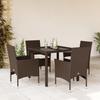 VidaXL 5-piece Garden Dining Set and Cushions Brown Rattan Glass 3278550