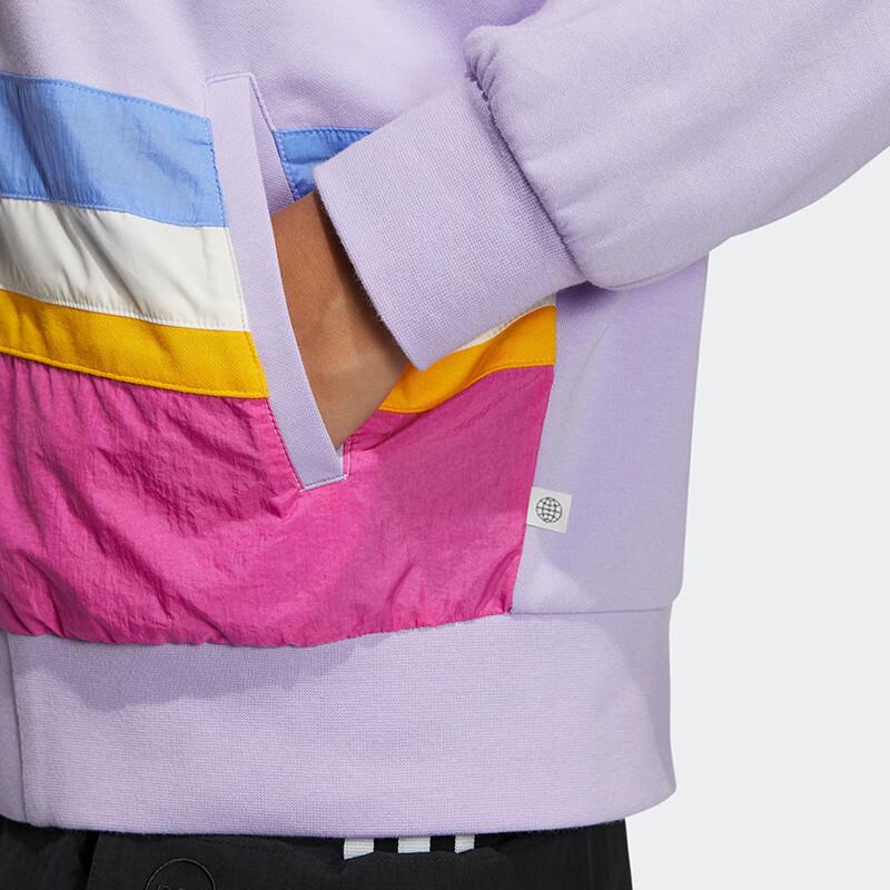 Adidas Neo Loose Fit Retro Color Block Stand Collar Jacket Women Jackets Purple IA5335