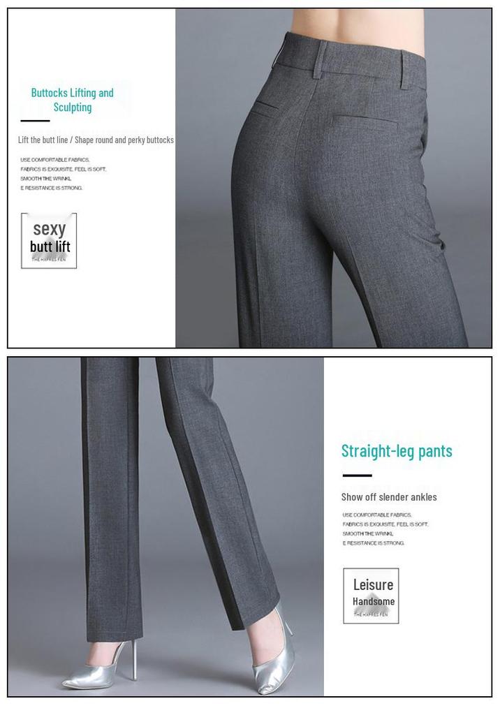 2025 Spring/Summer Women's High-Waist Cigarette Pants: Versatile Fashionable Straight-Leg Suit Trousers