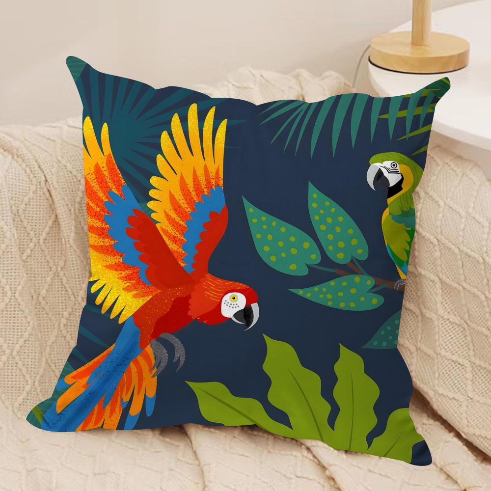 Parrot Colorful Cushion Cover Pillowcase Ultra Soft Skin Friendly Fabric Cloud Like Comfort & Concealed Zipper