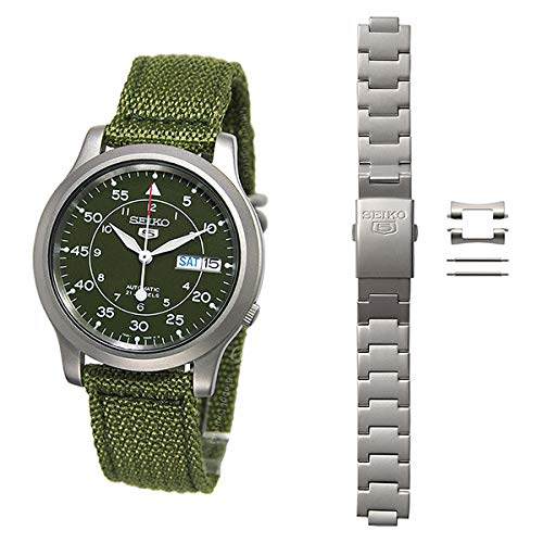 

5 SNK805K2 і Seiko 5 Оригінальний військовий металевий ремінь і 2 шпильки для ременя [Набір продукту] [Seiko Import] [Реімпортований товар] 3 предмети