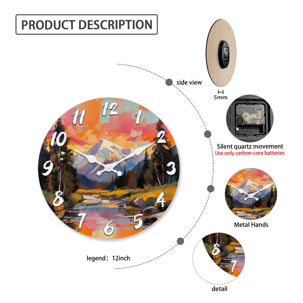 Impressionist Premium-Quality Oil Premium-Quality Painting Premium-Quality Landscape First-Class Wooden Top-Grade Wall First-Class Clock 10-16Inch
