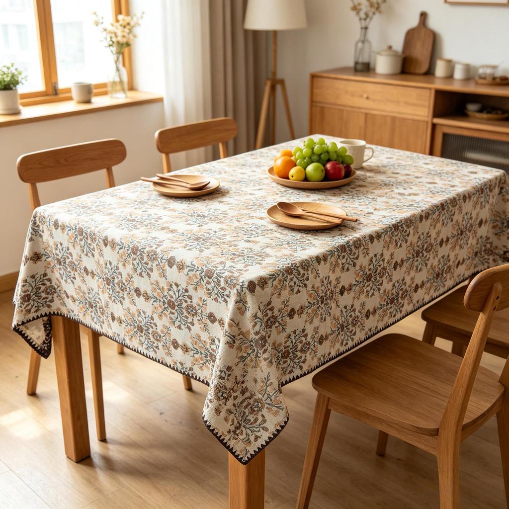 Dining Kitchen Party Decor Simple Design Cotton Linen Rectangle Soft Washable Table Cloth