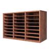 Wooden Literature Organizer 24 Compartments Removable Shelves Dark Brown