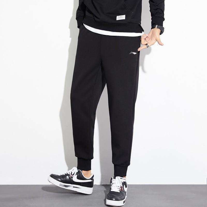 Li Ning Tapered Running Knit Sports Pants Men Bottoms Standard-Black AKLRB85-1