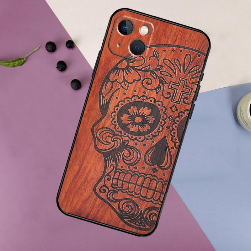 

Bamboo Wood Pattern Skull Print Case For iPhone 16 15 14 13 12 11 Pro Max Mini X XR XS Max 7 8 Plus 2 Bumper Cases Cover iPhone 12