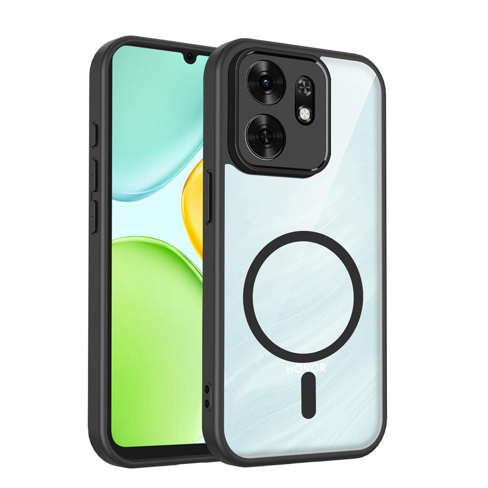 KEYSION Transparent Magnetic Phone Case for HONOR X6d 5G Soft Silicone+PC HD Clear Shockproof Cover for Huawei Honor 500 Smart 5G