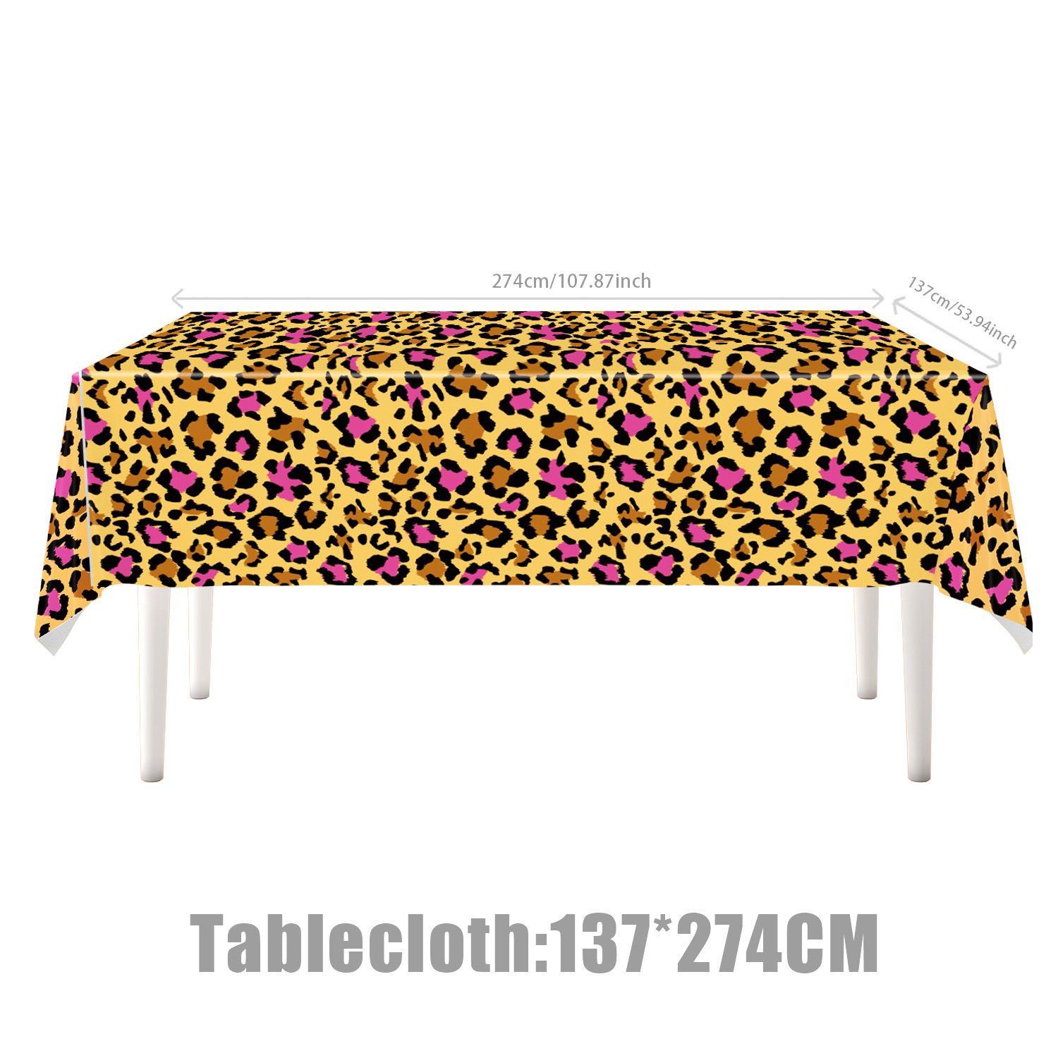 Gold and Leopard Print Birthday Party Theme: Children s Birthday Decorations and Disposable Tableware Set Tablecloth