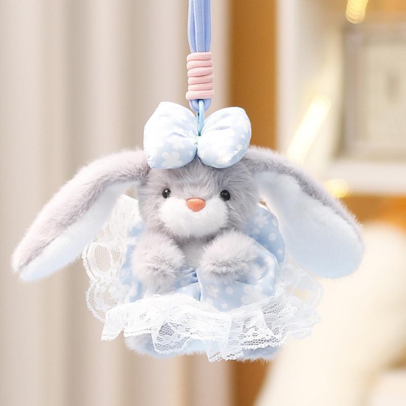 

Cute Bow Lace Skirt Cartoon Rabbit Plush Toy Pendant For Kids Room Decor серый