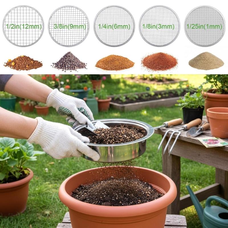 Professional Compost Sieve Set Rust Proof Stainless Steel Texture Garden Sieve Suitable for Gardeners and Farmers