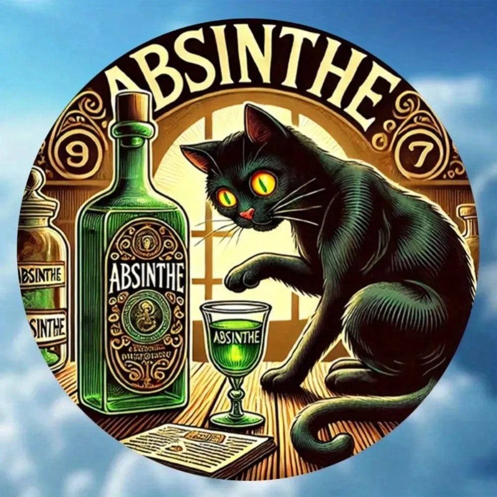 Vintage Black Cat Absinthe Retro Metal Wall Art Decor for Bar Pub Cafe