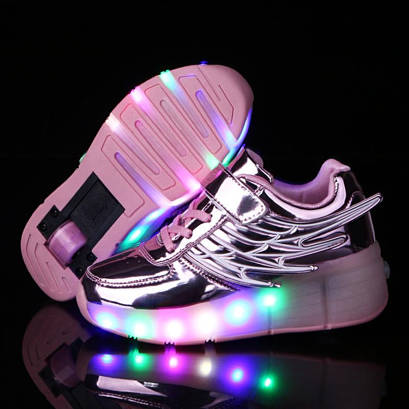 Charging Wings Runaway Shoes Double Wheels Boys and Girls Wheels Shoes Luminous Light Shoes